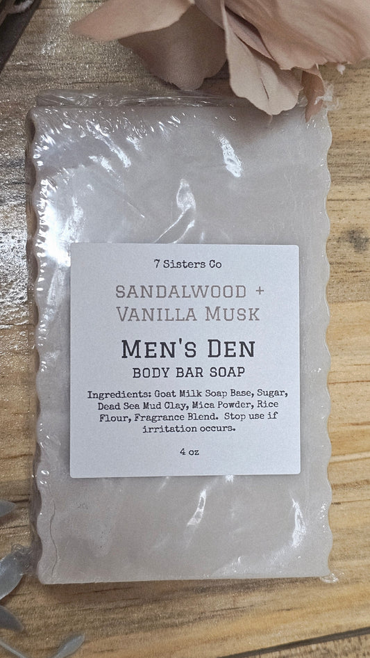 Men's Den Body Bar| Sandalwood Vanilla Musk