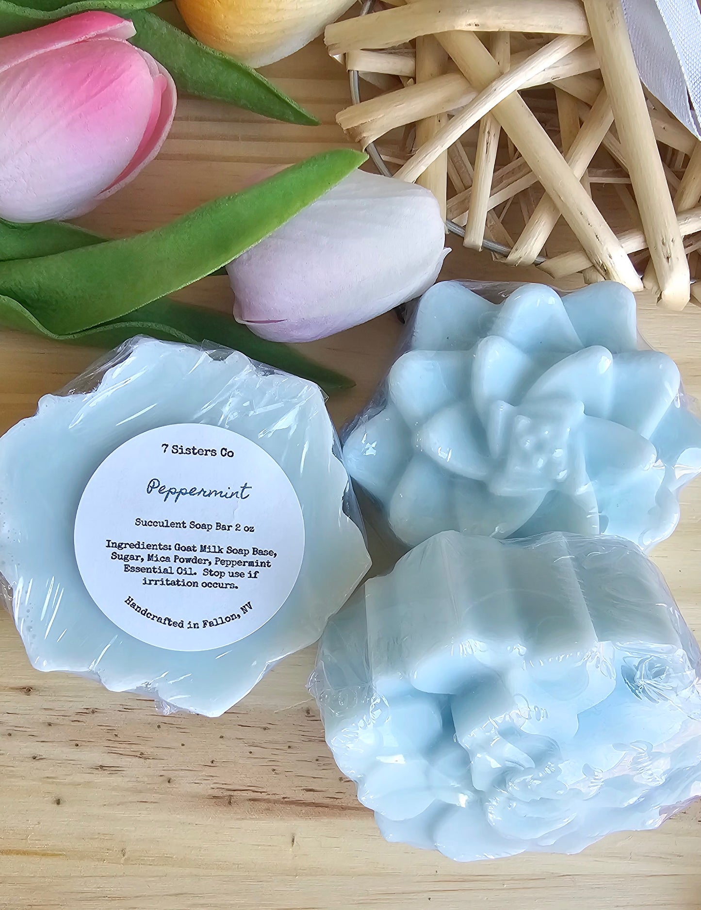 Peppermint Succulent Bar Soap 2 oz.